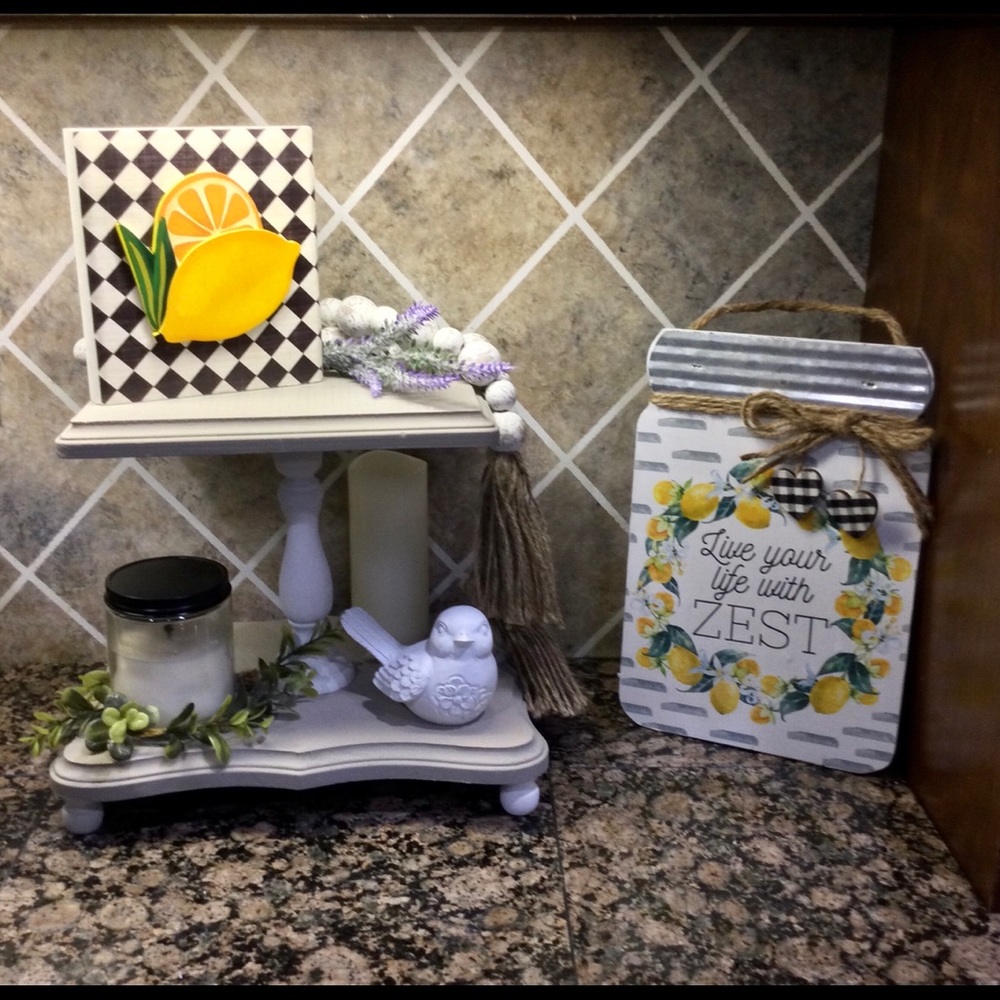 Lemon Kitchen Wood Tray Decor
